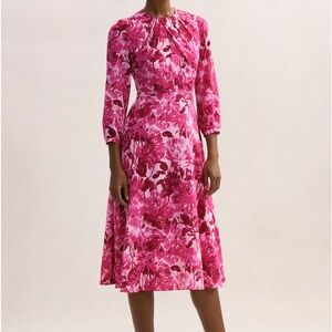 New Lora Dress‎ Fuchsia Pink And Blush Silk